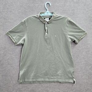 Rag‎ & Bone Men Polo L Green Button Short Sleeve Cotton Collar Pullover Adult